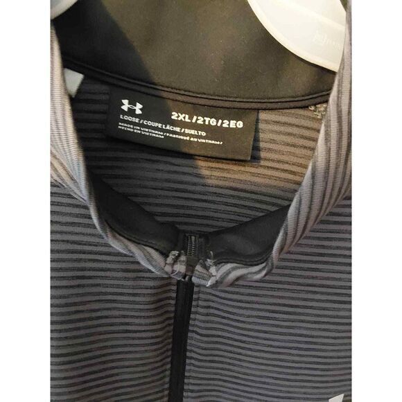 Men's Under Armour 1/4 Zip  Pullover, Gray & Black Stripe Size 2XL - Picture 3 of 6